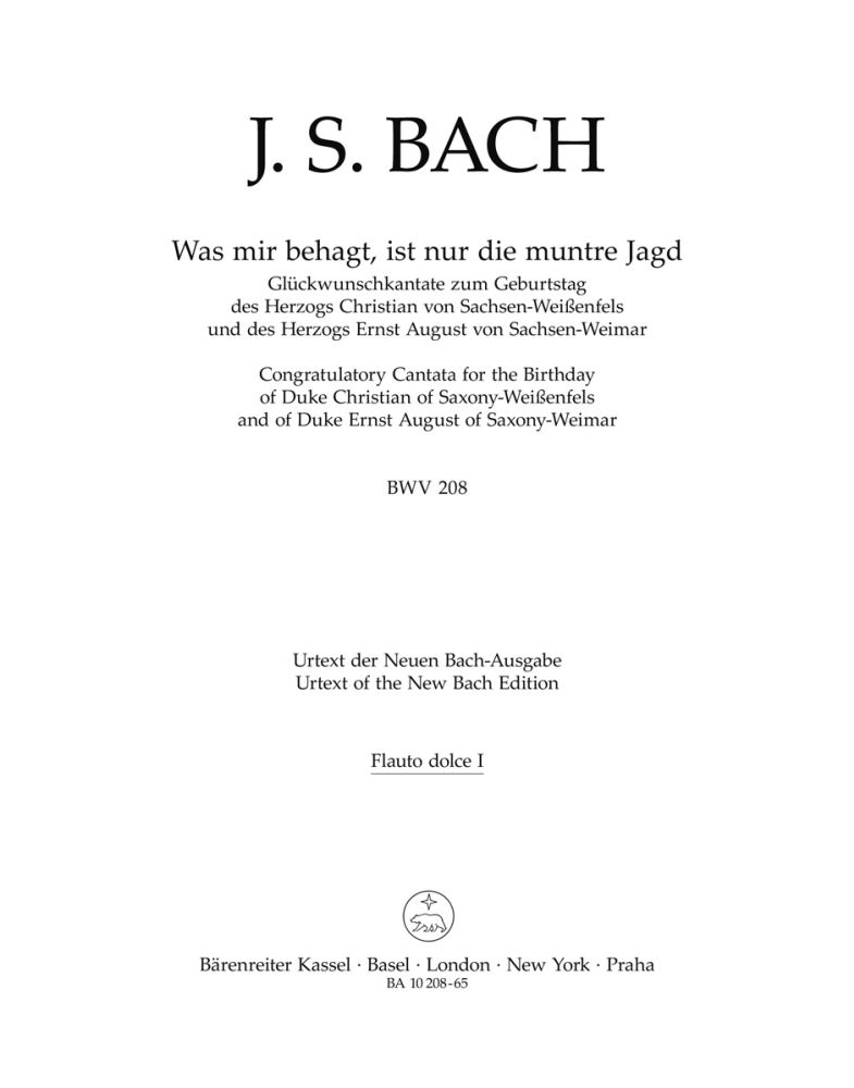 Johann Sebastian Bach: Cantata BWV 208 Was mir behagt: Mixed Choir: Parts