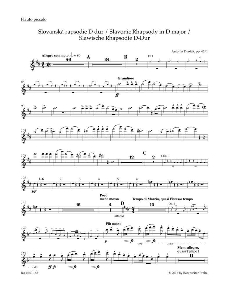 Antonín Dvo?ák: Slavonic Rhapsody No.1 in D major Op.45 (Wind Set): Orchestra: