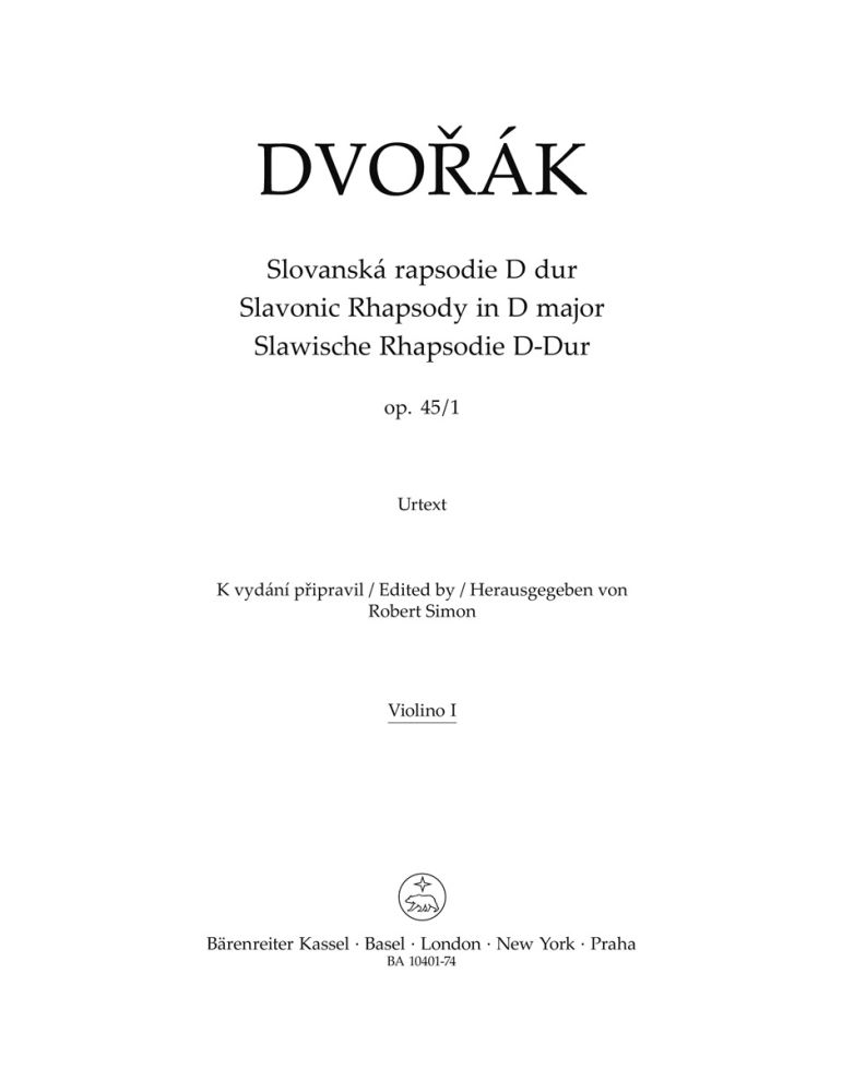 Antonín Dvo?ák: Slavonic Rhapsody No.1 in D major Op.45 (Violin I): Orchestra: