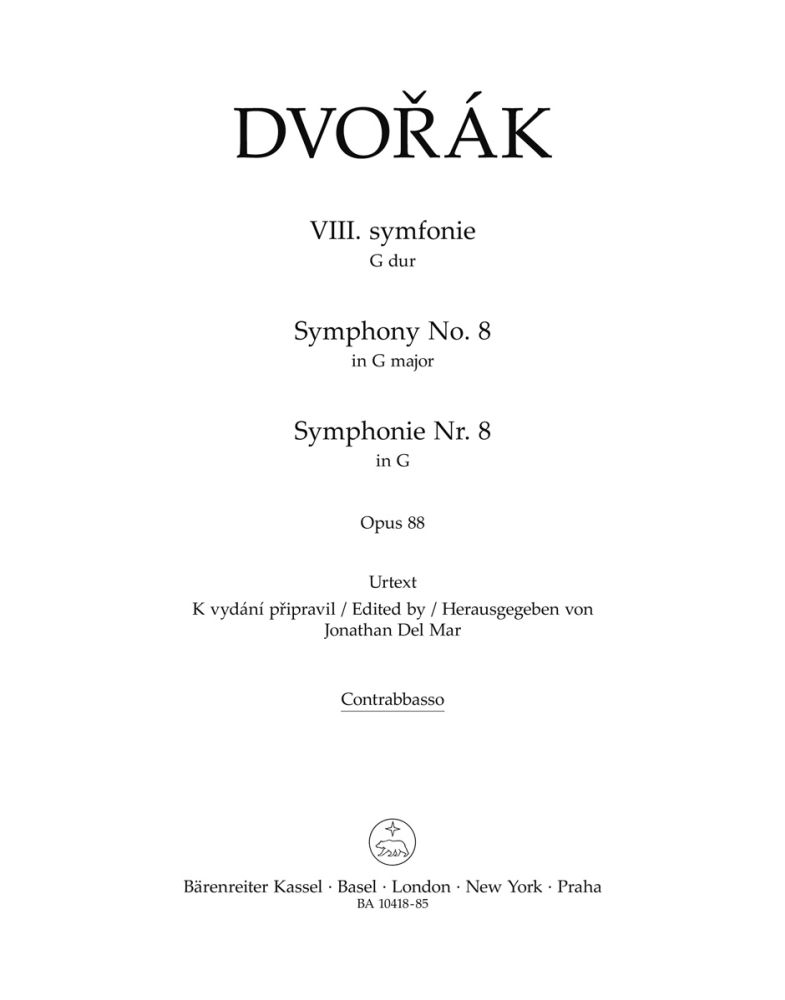 Antonín Dvo?ák: Symphony No.8 In G Op.88 (Bass): Orchestra: Part