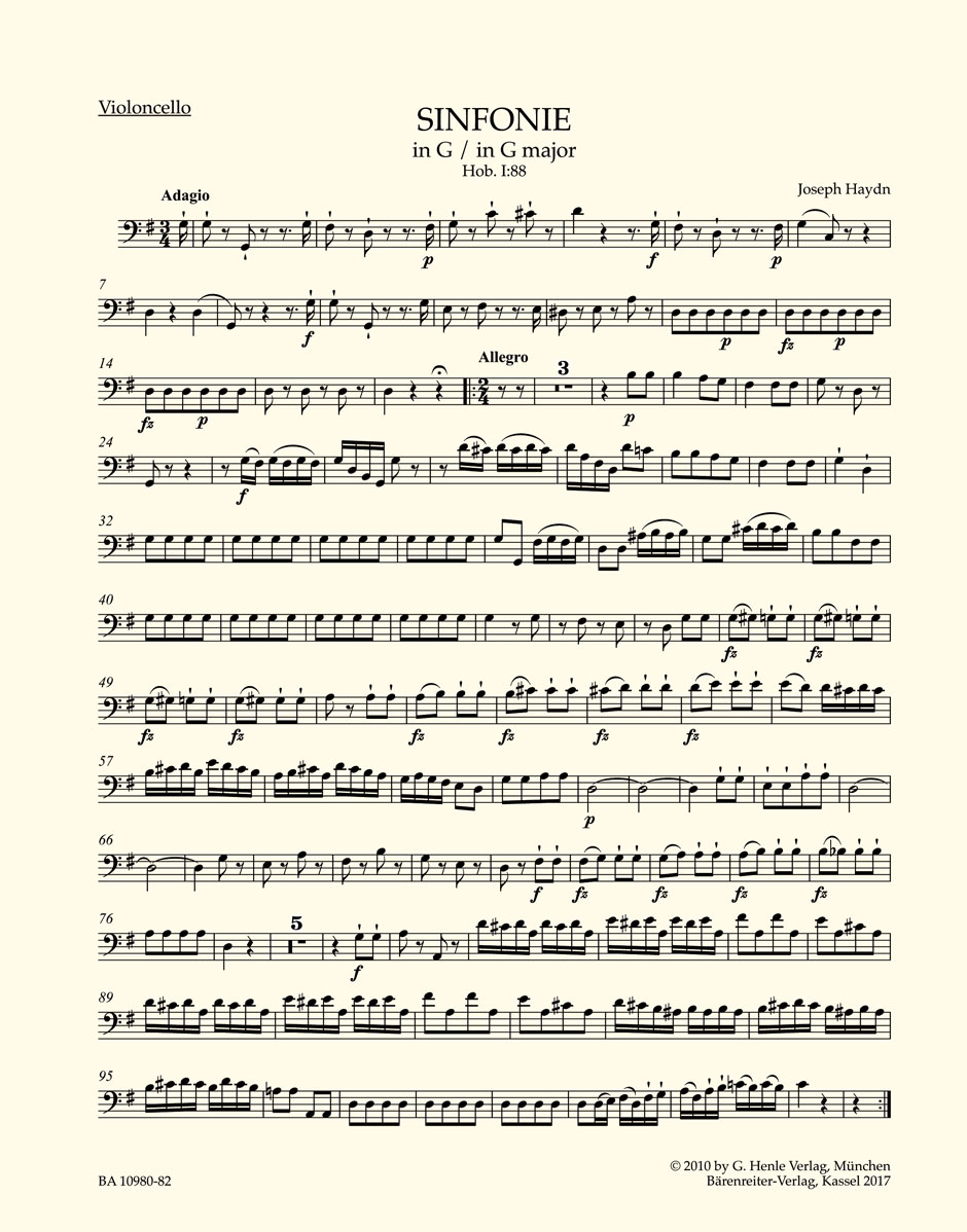 Franz Joseph Haydn: Symphony No.88 in G major Hob.I: Orchestra: Part