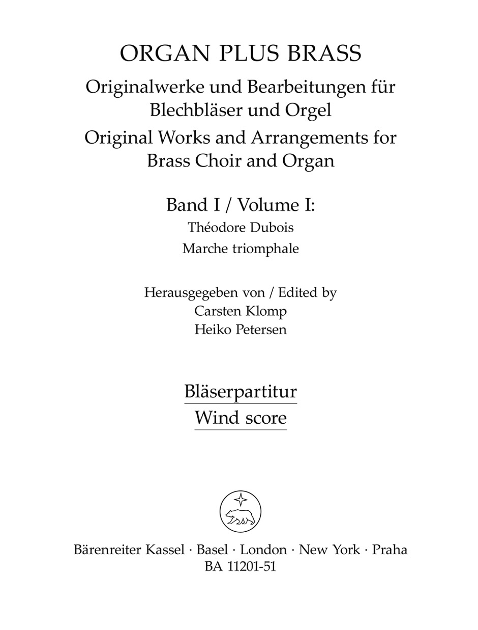 organ plus brass  Volume I: Brass Ensemble: Score