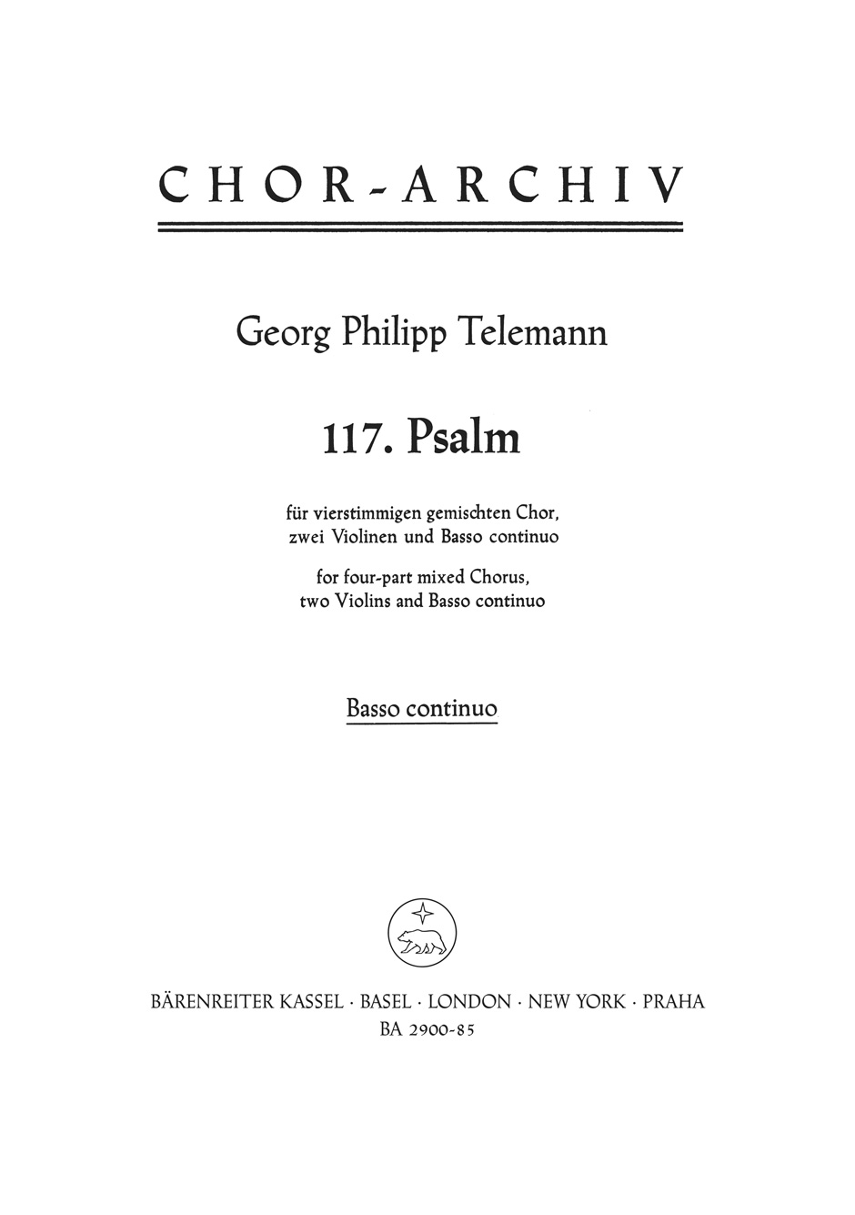 Georg Philipp Telemann: Psalm 117 Laudate Jehovam: Mixed Choir: Part