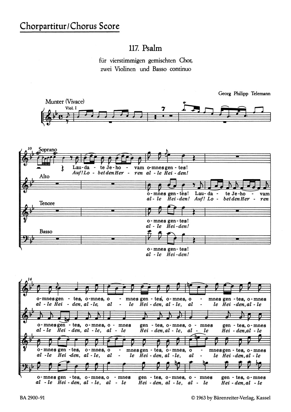 Georg Philipp Telemann: Psalm 117 Laudate Jehovam: SATB: Vocal Score