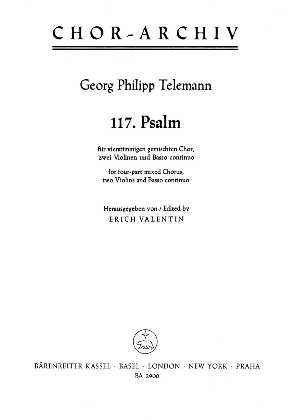 Georg Philipp Telemann: Psalm 117 Laudate Jehovam: SATB: Score