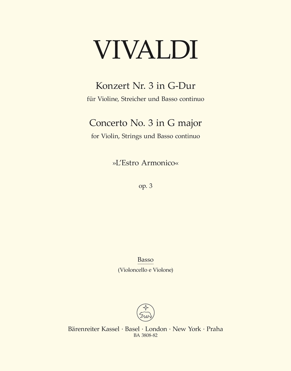 Antonio Vivaldi: Concerto III: Cello & Double Bass: Part