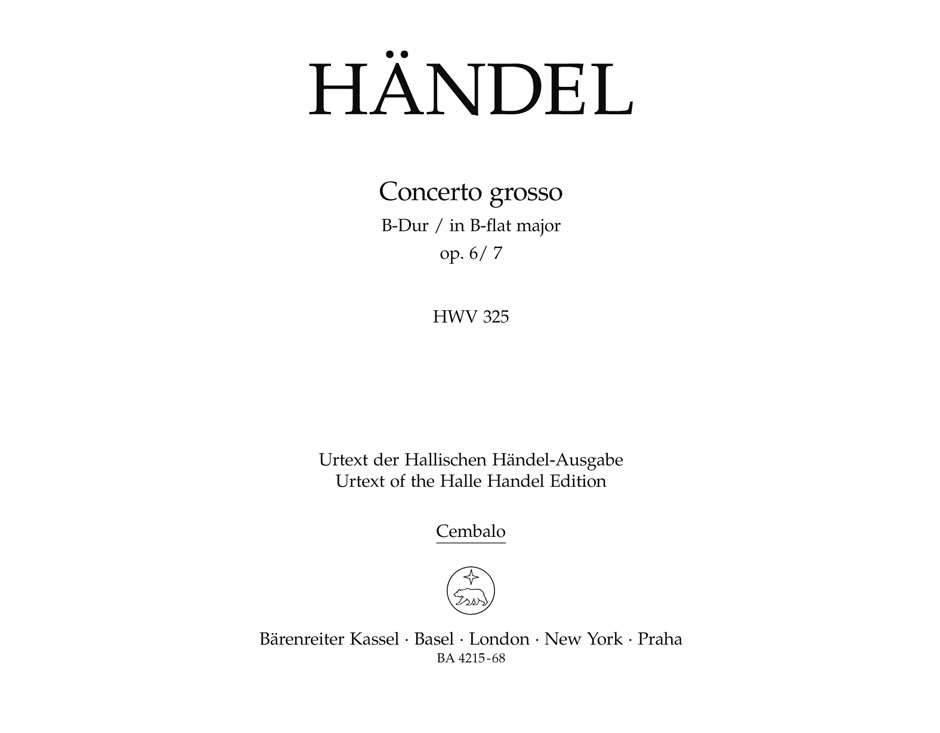 Georg Friedrich Hndel: Concerto Grosso B-Dur Op. 6/7 HWV 325: String Orchestra: