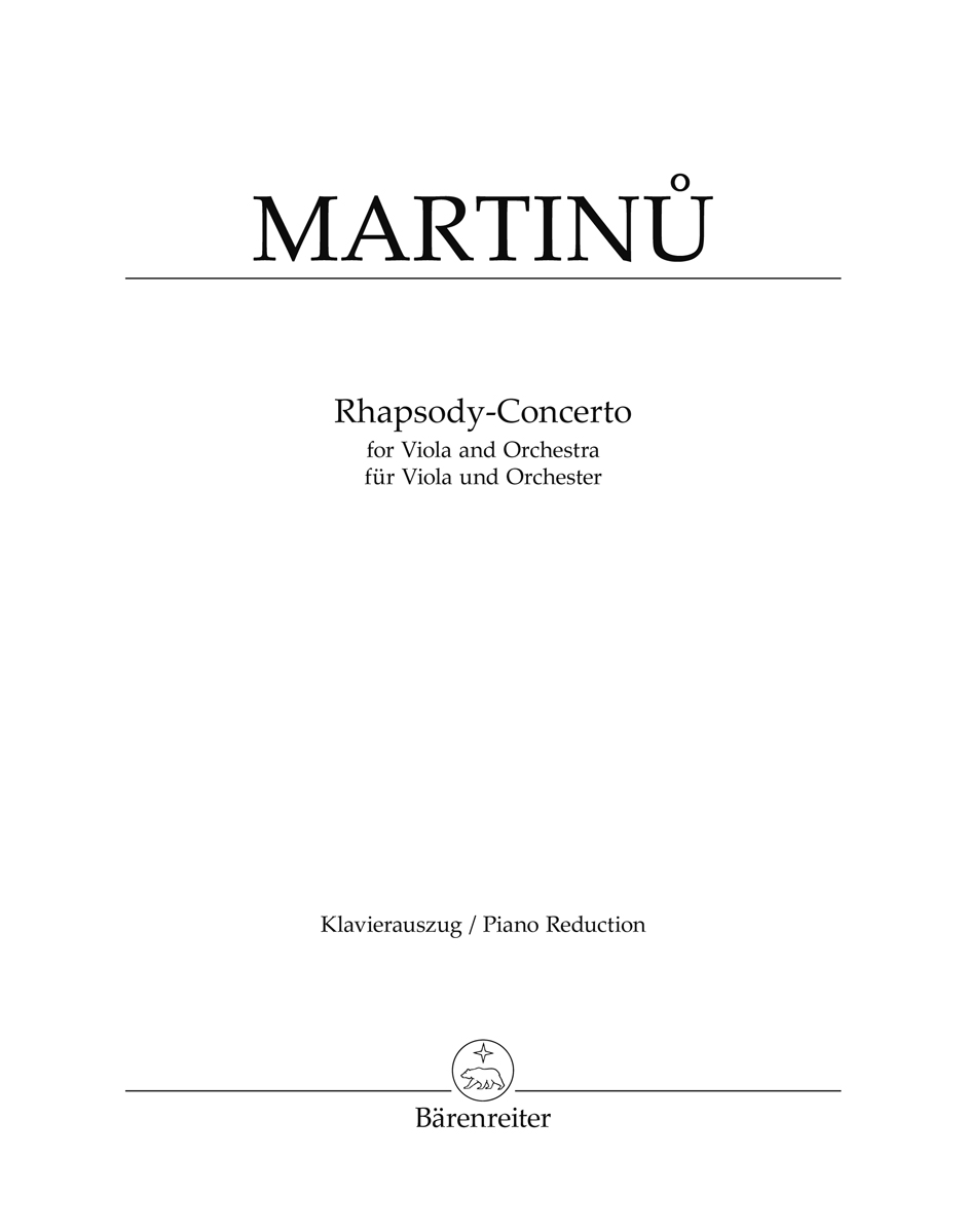 Bohuslav Martinu: Rhapsody-Concerto: Viola