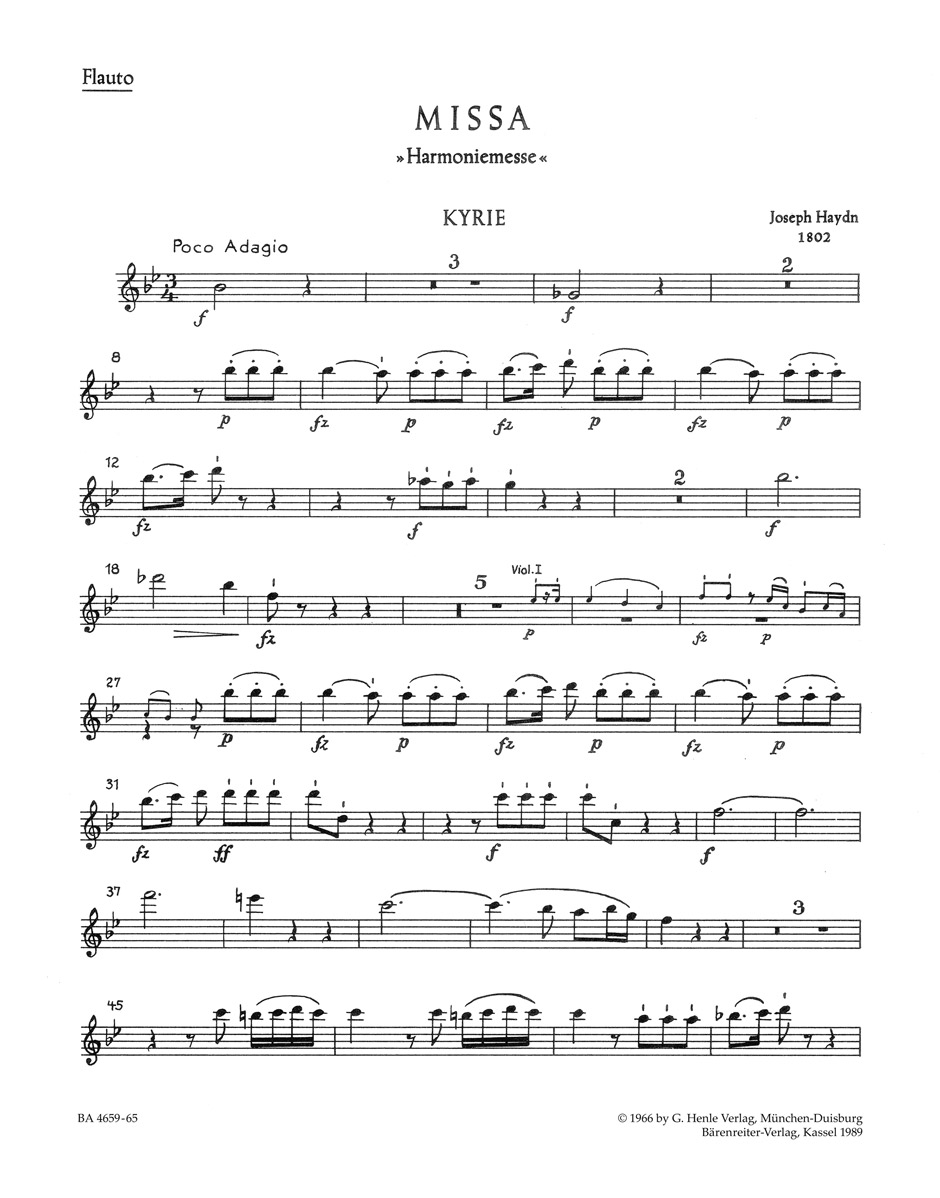 Franz Joseph Haydn: Mass In B-flat: Mixed Choir: Parts