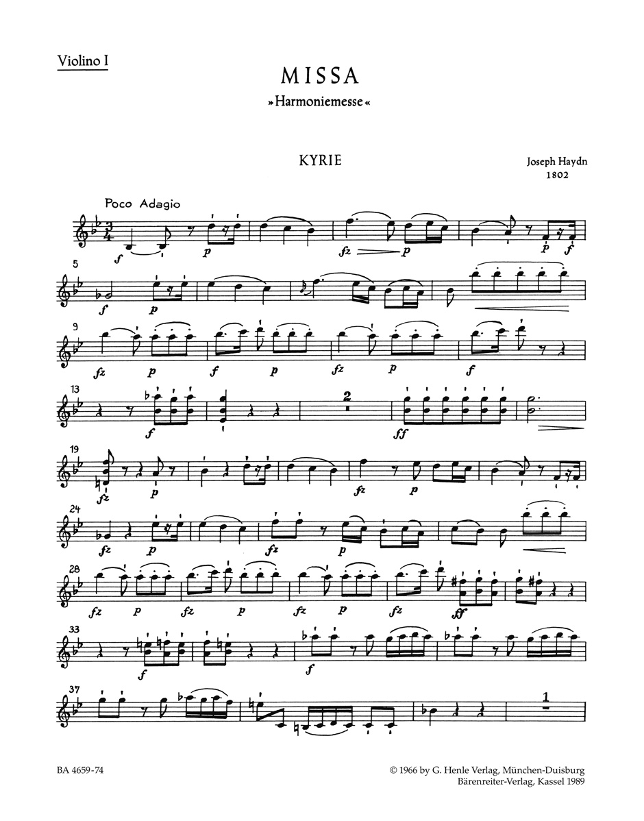 Franz Joseph Haydn: Mass In B-flat: Mixed Choir: Part