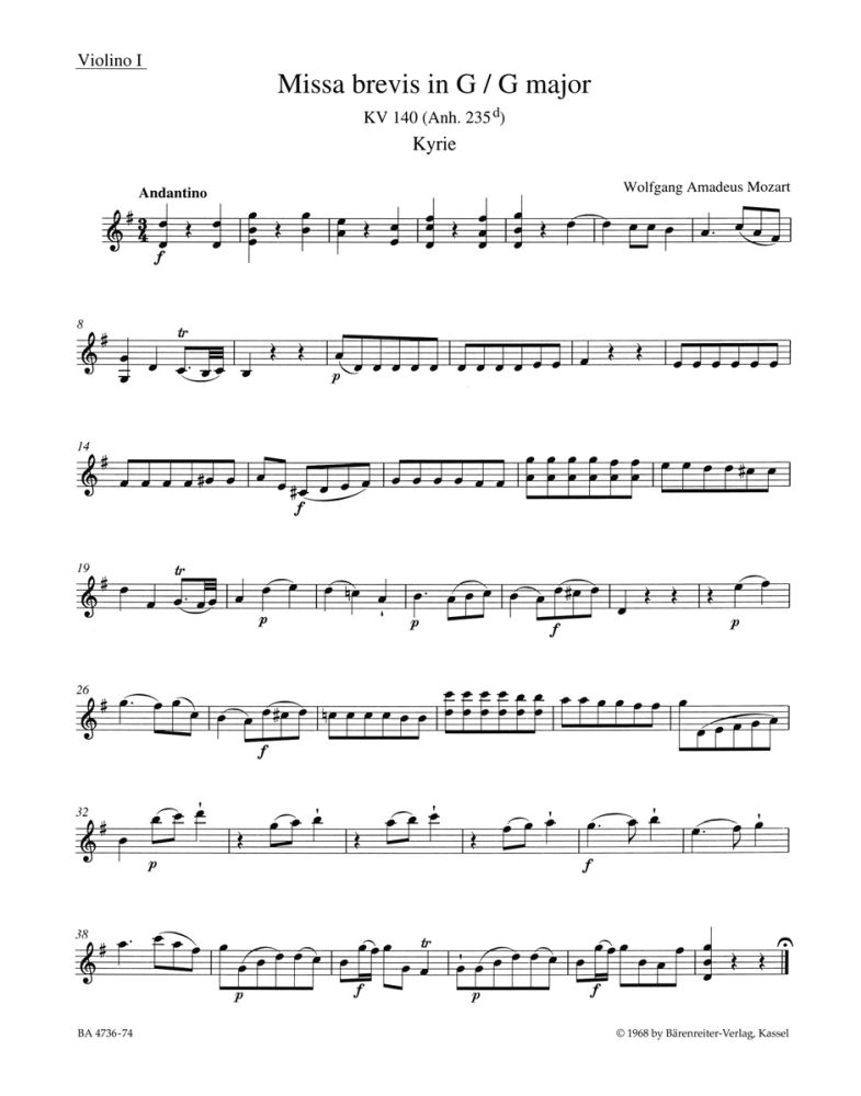 Wolfgang Amadeus Mozart: Missa brevis in G major K.140: Mixed Choir: Part