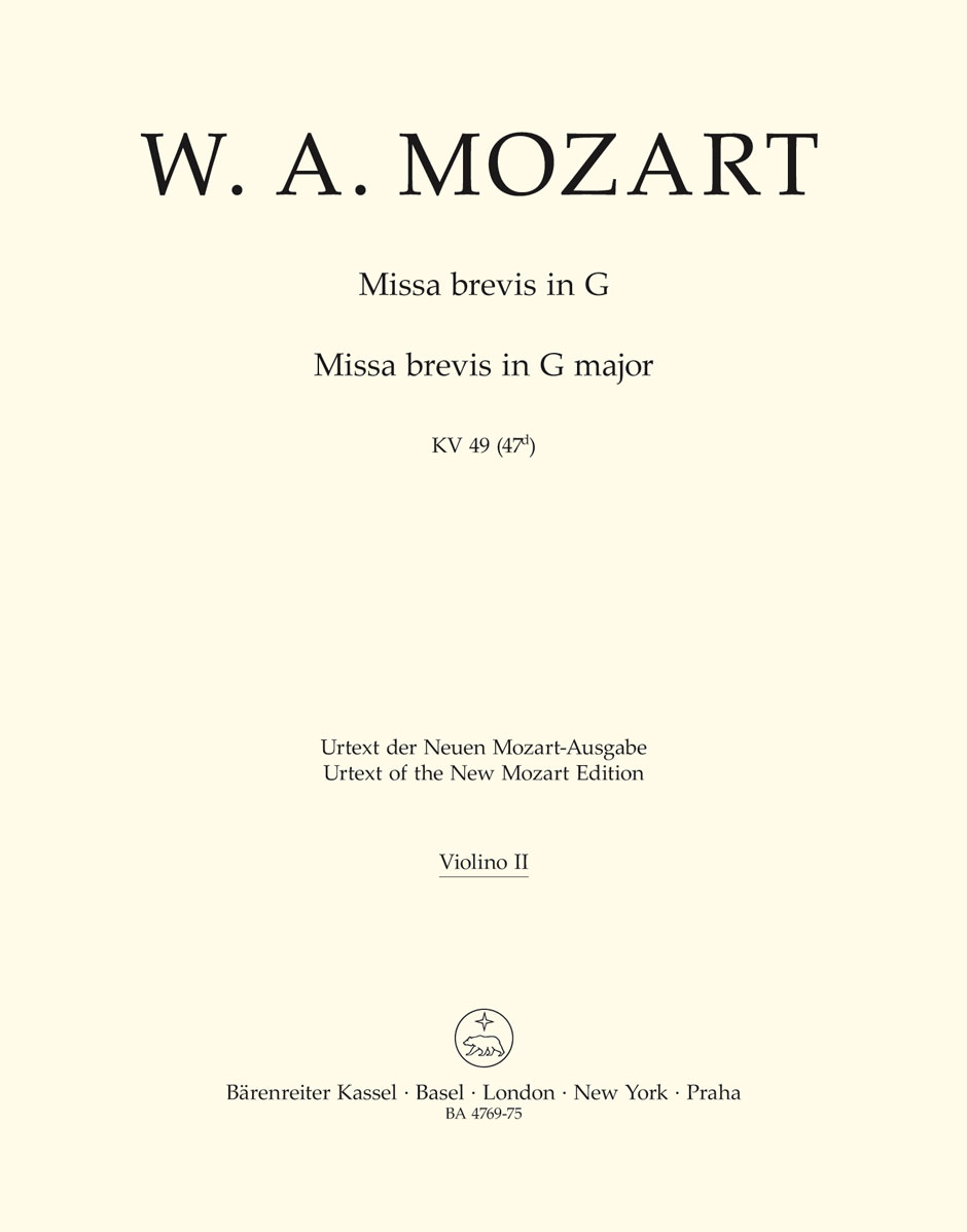 Wolfgang Amadeus Mozart: Missa Brevis In G Major K.49: Mixed Choir: Part