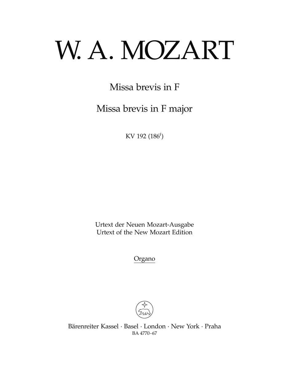 Wolfgang Amadeus Mozart: Missa brevis in F major K.192: Mixed Choir: Part