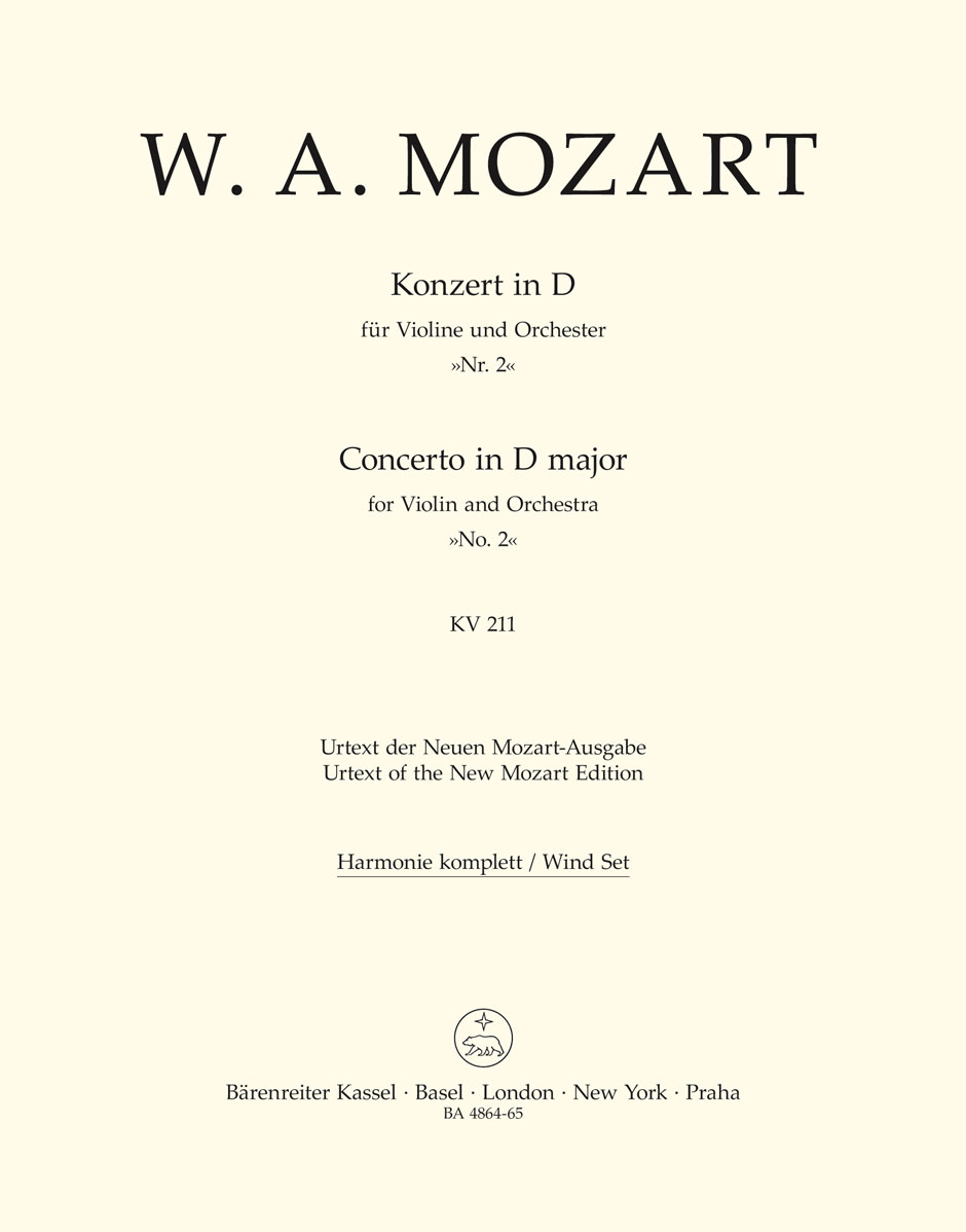 Wolfgang Amadeus Mozart: Violin Concerto No.2 in D major K.211: Violin: Parts