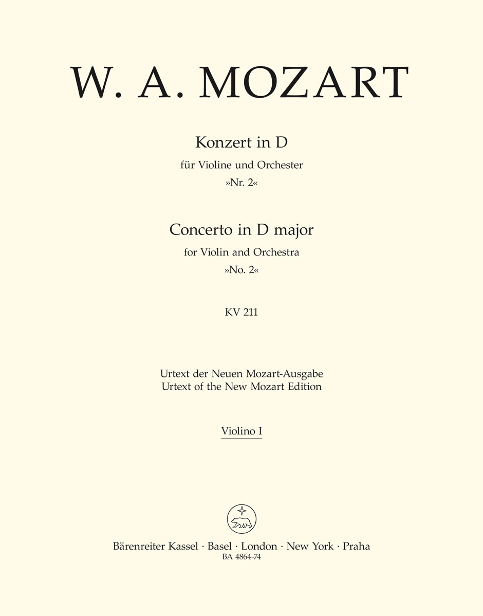 Wolfgang Amadeus Mozart: Violin Concerto No.2 in D major K.211: Violin: Part