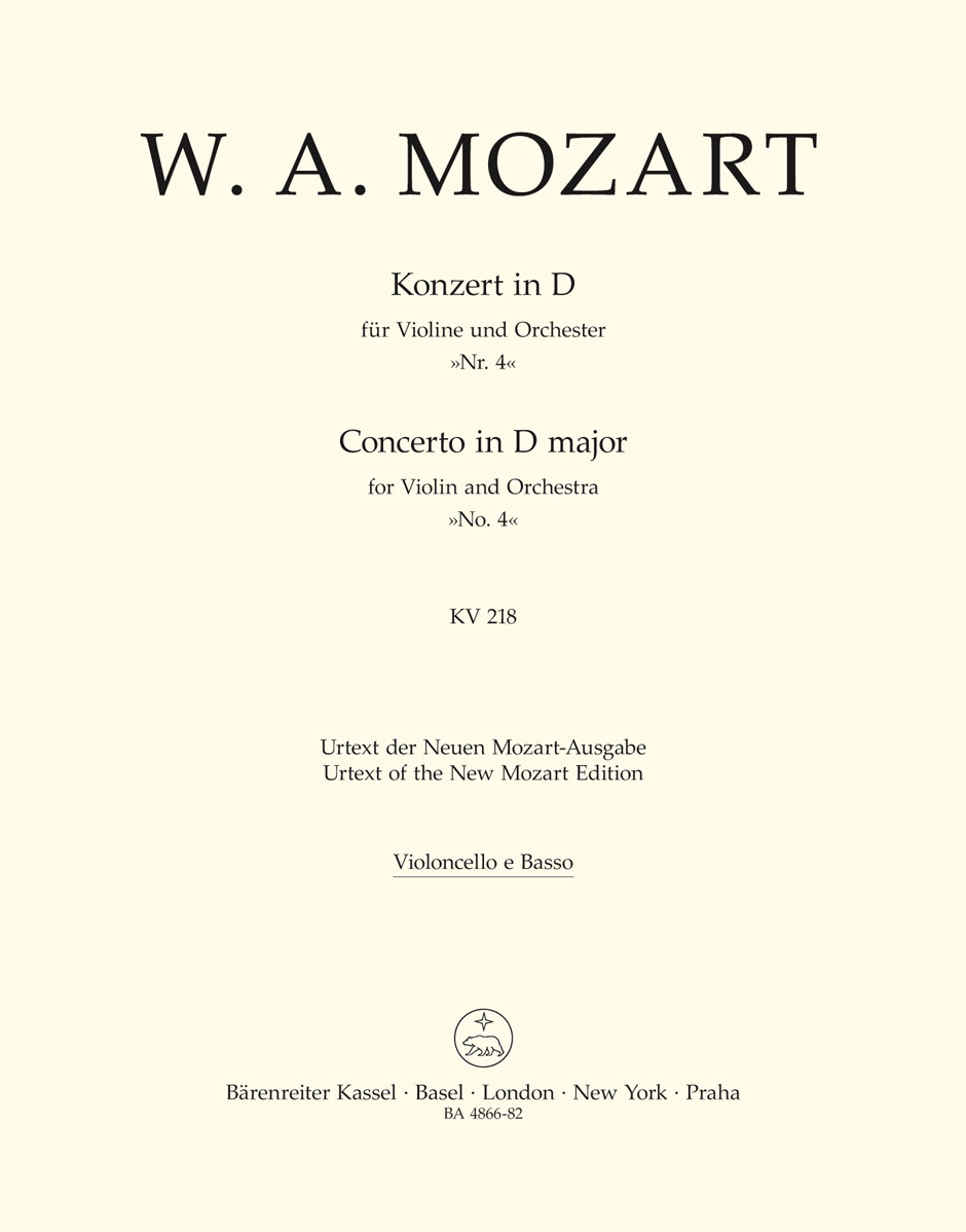 Wolfgang Amadeus Mozart: Violin Concerto No.4 in D major K.218: Violin: Part
