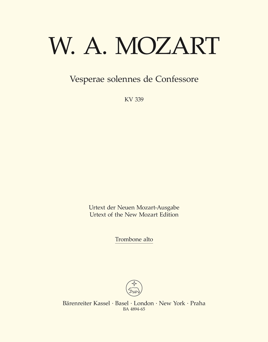 Wolfgang Amadeus Mozart: Vesperae Solennes De Confessore K.339: SATB: Parts