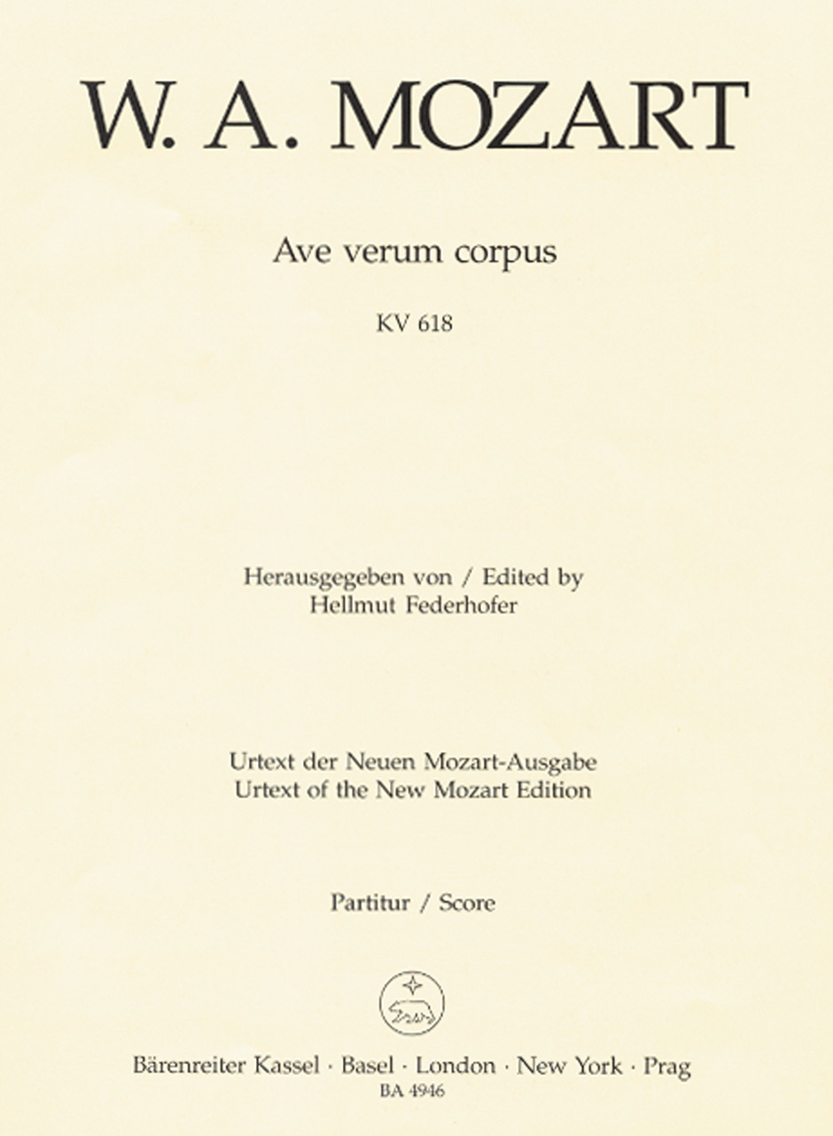 Wolfgang Amadeus Mozart: Ave verum corpus K.618: SATB: Score