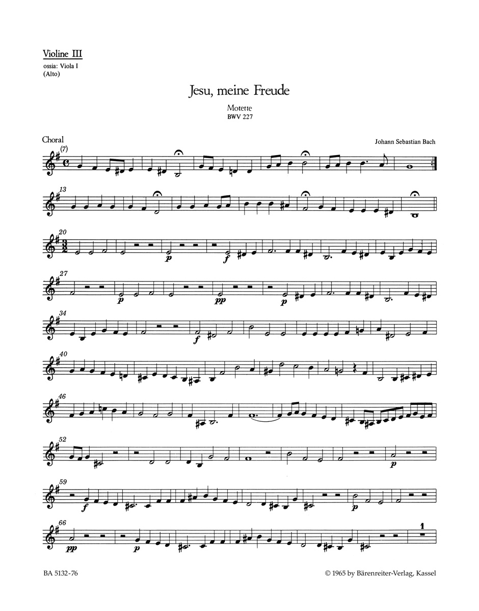 Johann Sebastian Bach: Motet No.3: Mixed Choir: Part