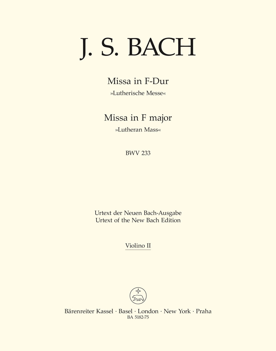 Johann Sebastian Bach: Mass in F major BWV 233 Lutheran Mass 1: Mixed Choir: