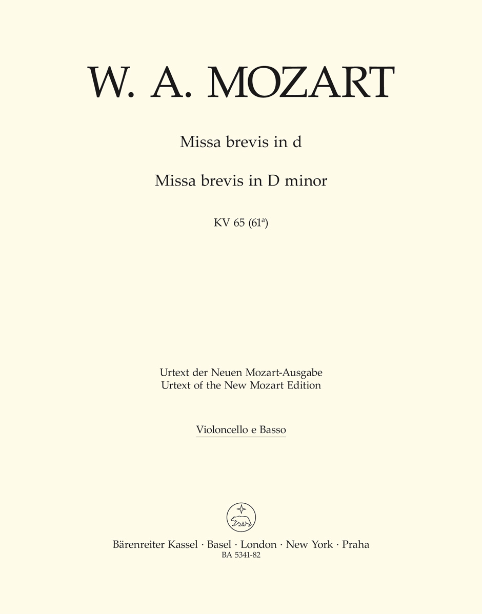 Wolfgang Amadeus Mozart: Missa Brevis In D Minor K.65: Continuo: Part