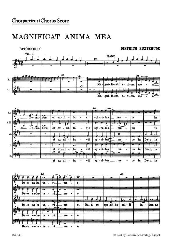 Dietrich Buxtehude: Magnificat anima mea: SATB: Vocal Score