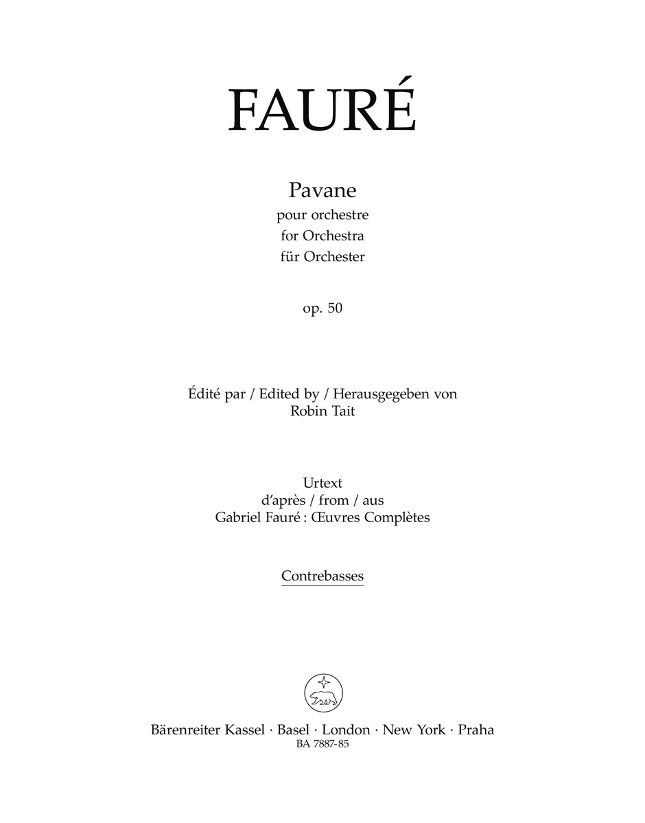 Gabriel Faur: Pavane For Orchestra  Op.50 - Double Bass: Orchestra: Part