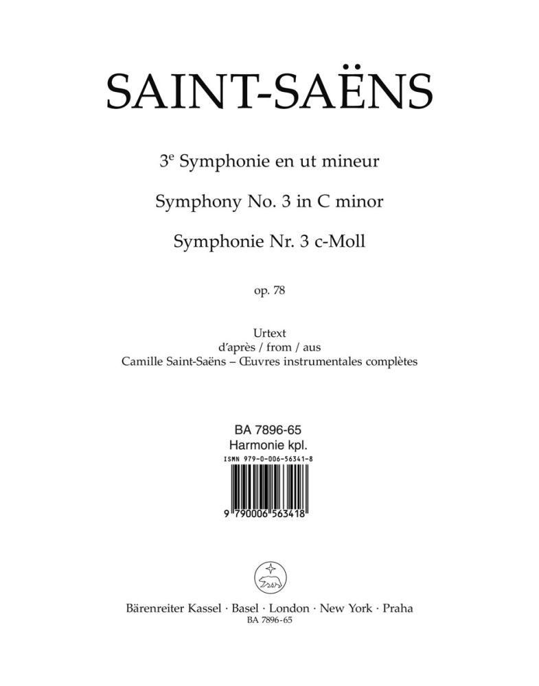 Camille Saint-Sans: Symphony No.3 In C Minor Op.78: Orchestra: Parts