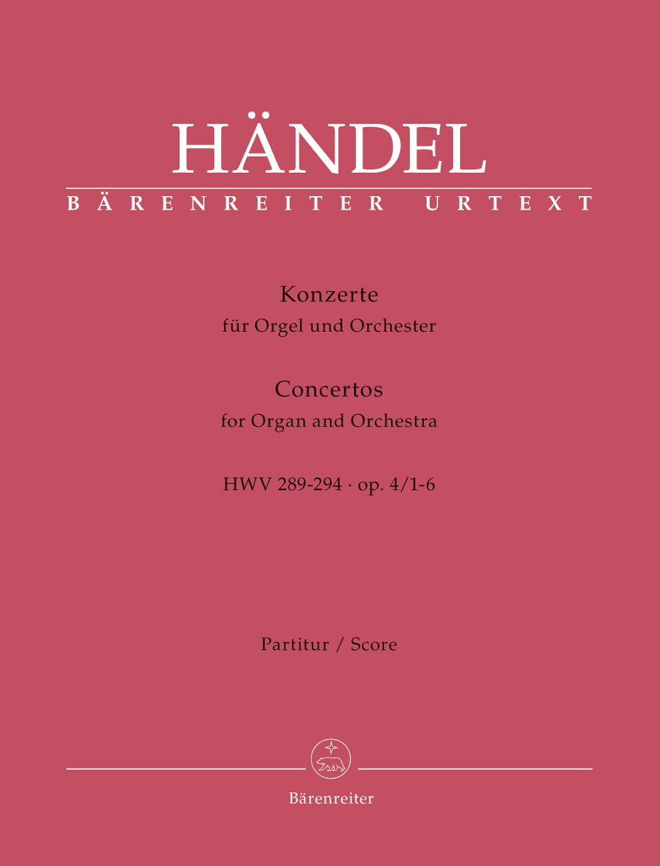 Georg Friedrich H�ndel: Organ Concertos Nos. 1-6 Op.4 HWV 289-294: Organ: Score