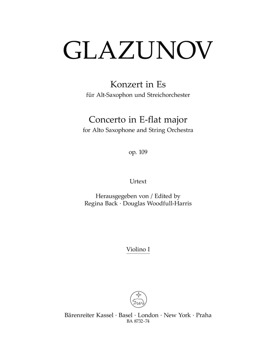 Alexander Glazunov: Alto Saxophone Concerto Op.109 (Violin I): Alto Saxophone: