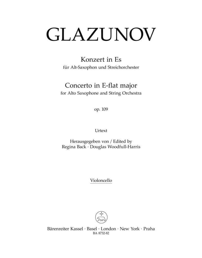 Alexander Glazunov: AltoSaxophone Concerto Op.109 (Cello): Alto Saxophone: Part