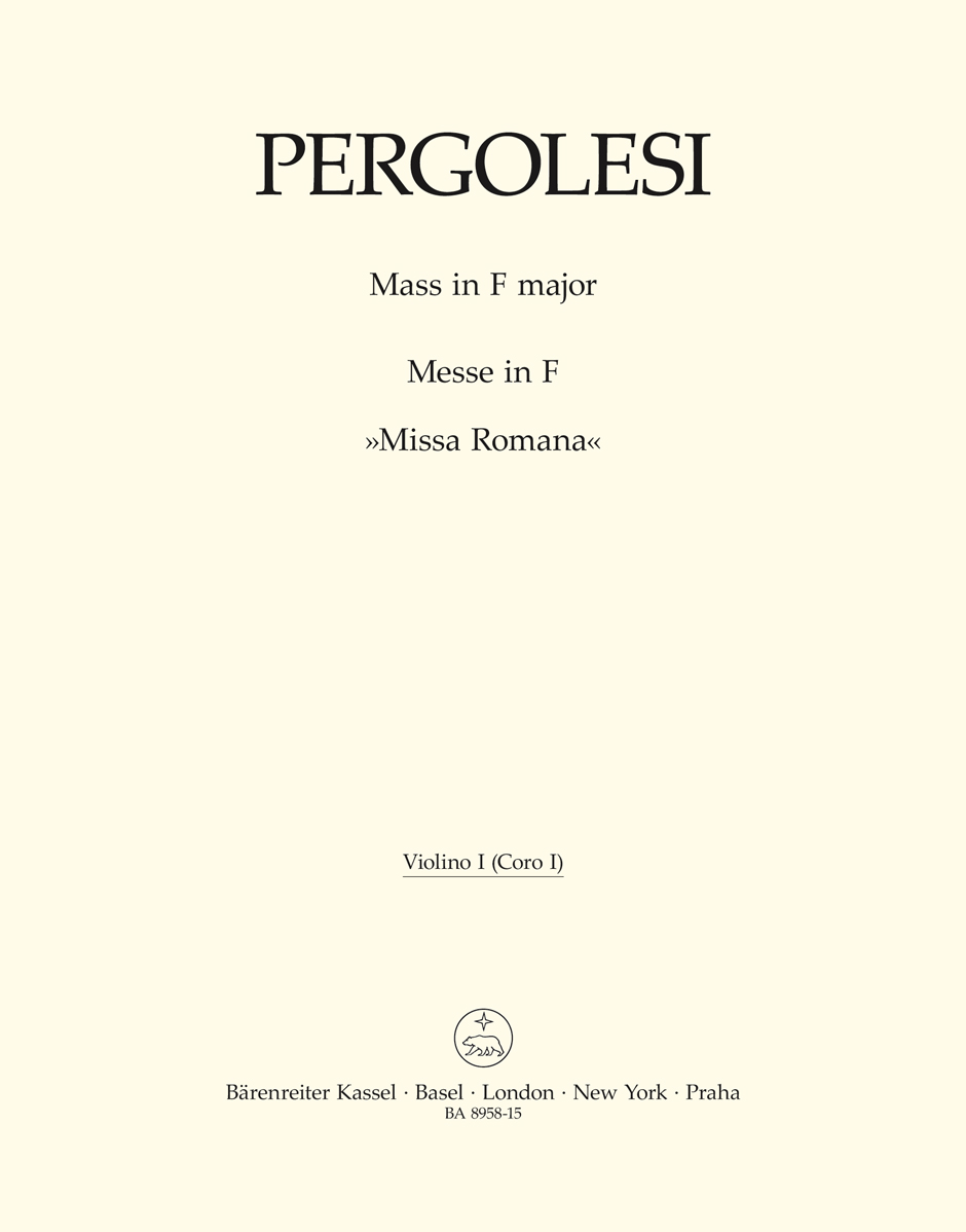 Giovanni Battista Pergolesi: Mass in F major - Missa Romana: Double Choir: Part