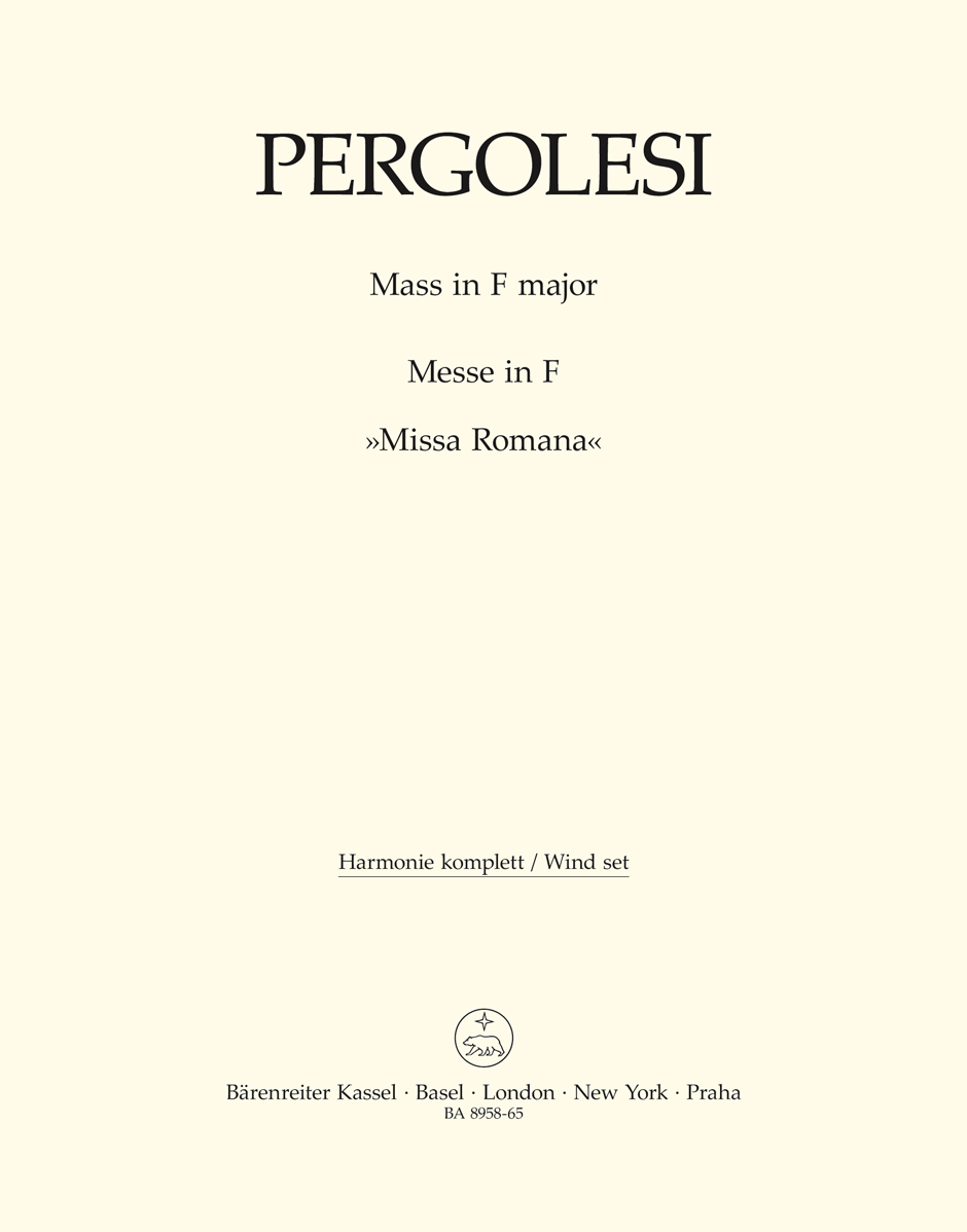 Giovanni Battista Pergolesi: Mass in F major - Missa Romana: Double Choir: Parts