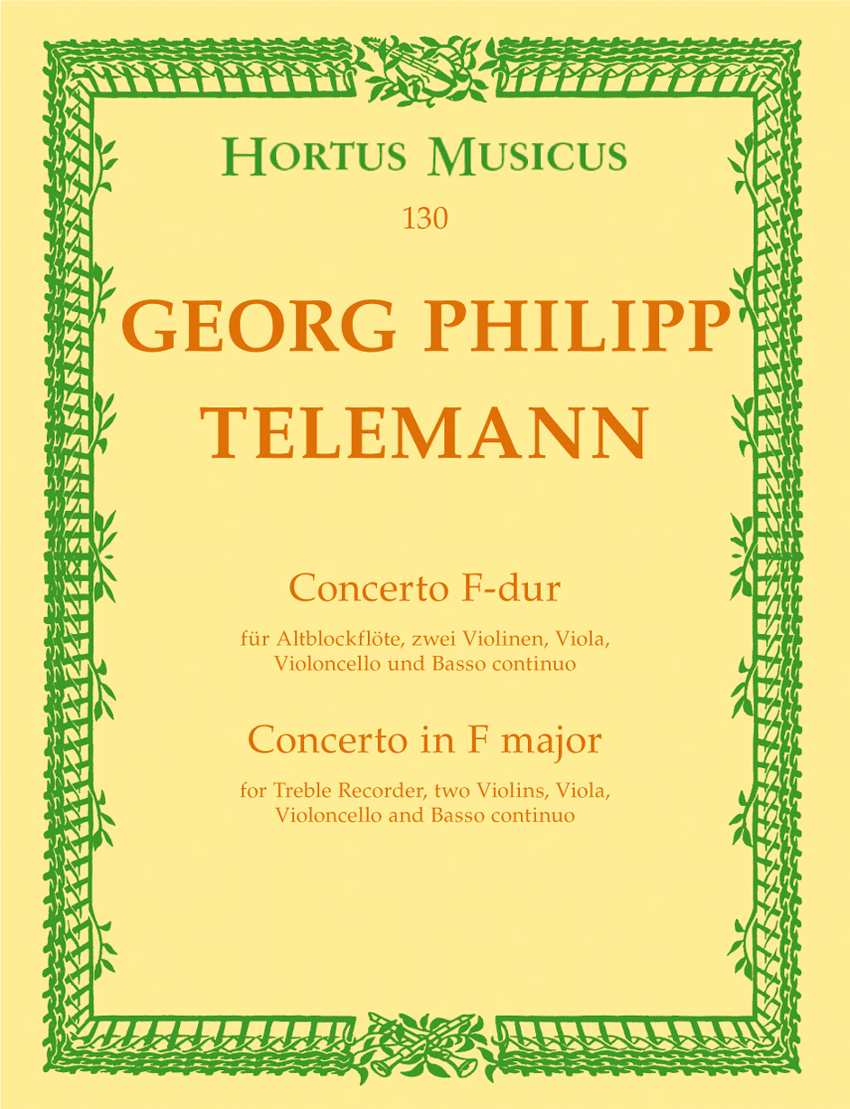 Georg Philipp Telemann: Concerto For Treble Recorder In F: Treble Recorder: