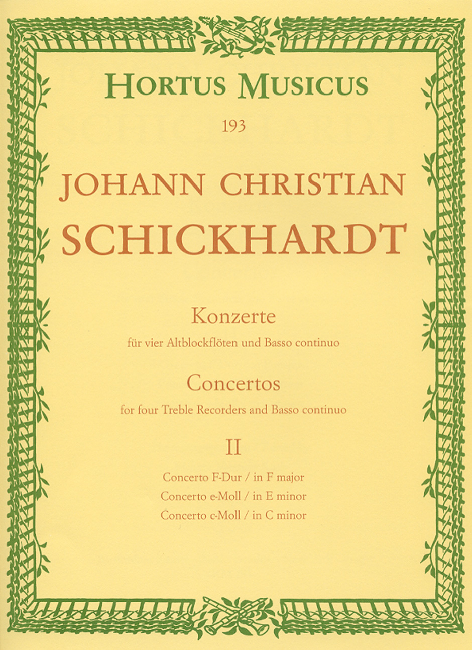Johann Christian Schickhardt: Concerten 2 F/E/C: Recorder Ensemble: Score and