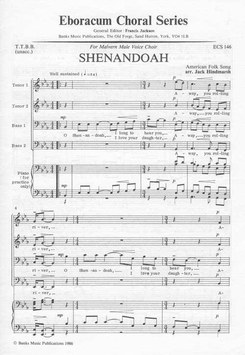 Shenandoah: TTBB: Vocal Score