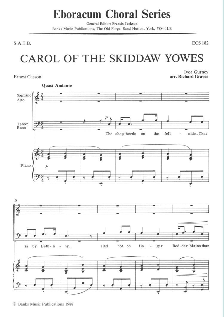 Ivor Gurney: Carol Of The Skiddaw Yowes: SATB: Vocal Score