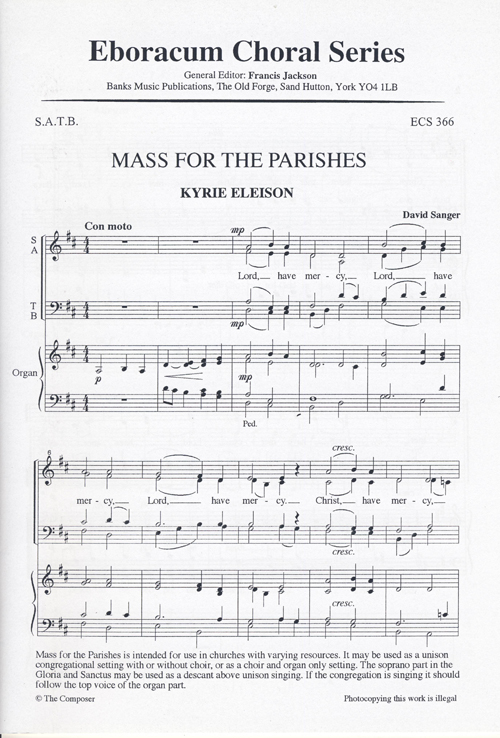 David Sanger: Mass For The Parishes: SATB: Vocal Score