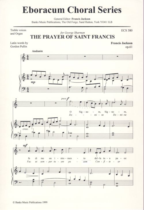 Francis Jackson: Prayer Of St Francis: Treble Voices: Vocal Score