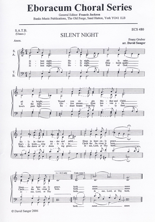 Franz Gruber: Silent Night: SATB: Vocal Score