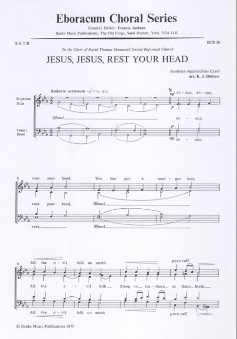 Jesus Jesus Rest Your Head: SATB: Vocal Score