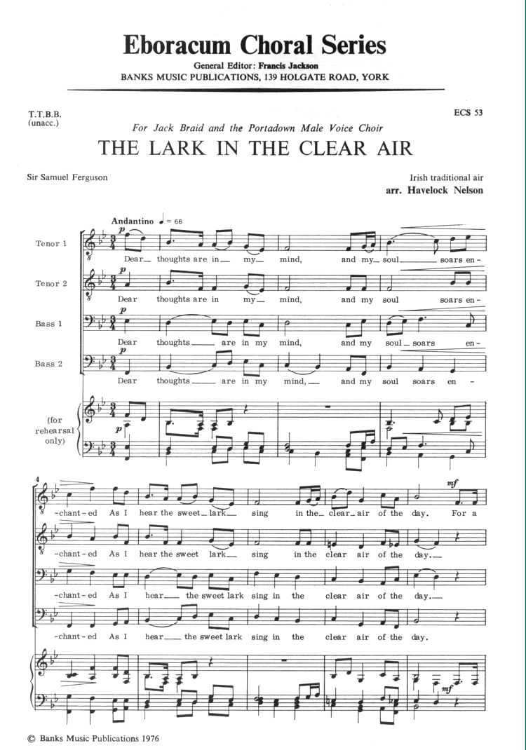 The Lark In The Clear Air: TTBB: Vocal Score
