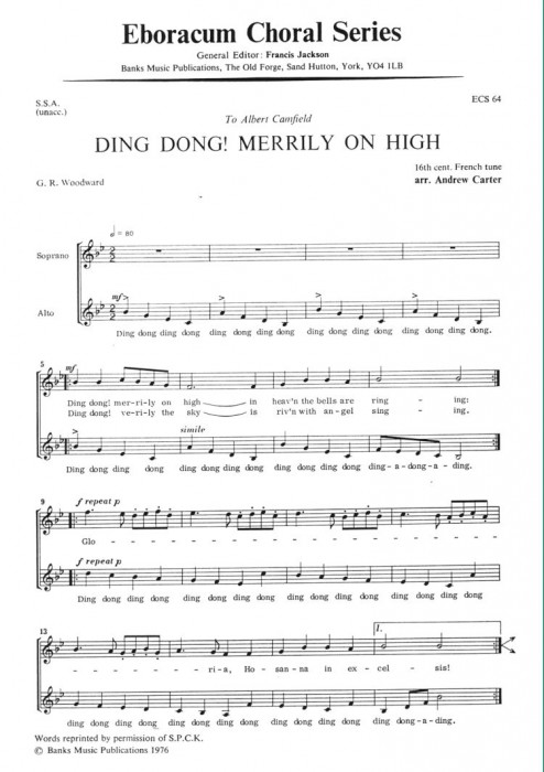 Ding Dong Merrily On High: SSA: Vocal Work