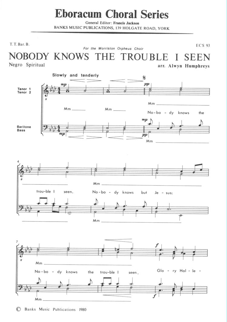 Nobody Knows The Trouble I Seen: TTBB: Vocal Score