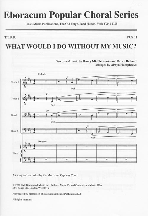 Middlebrooks Belland: What Would I Do Without My Music?: TTBB: Vocal Score