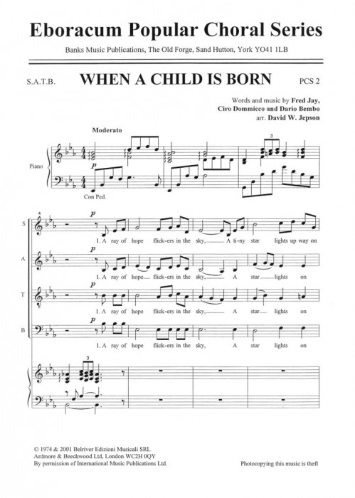 Dommicco Bembo Jay: When A Child Is Born: SATB: Vocal Score