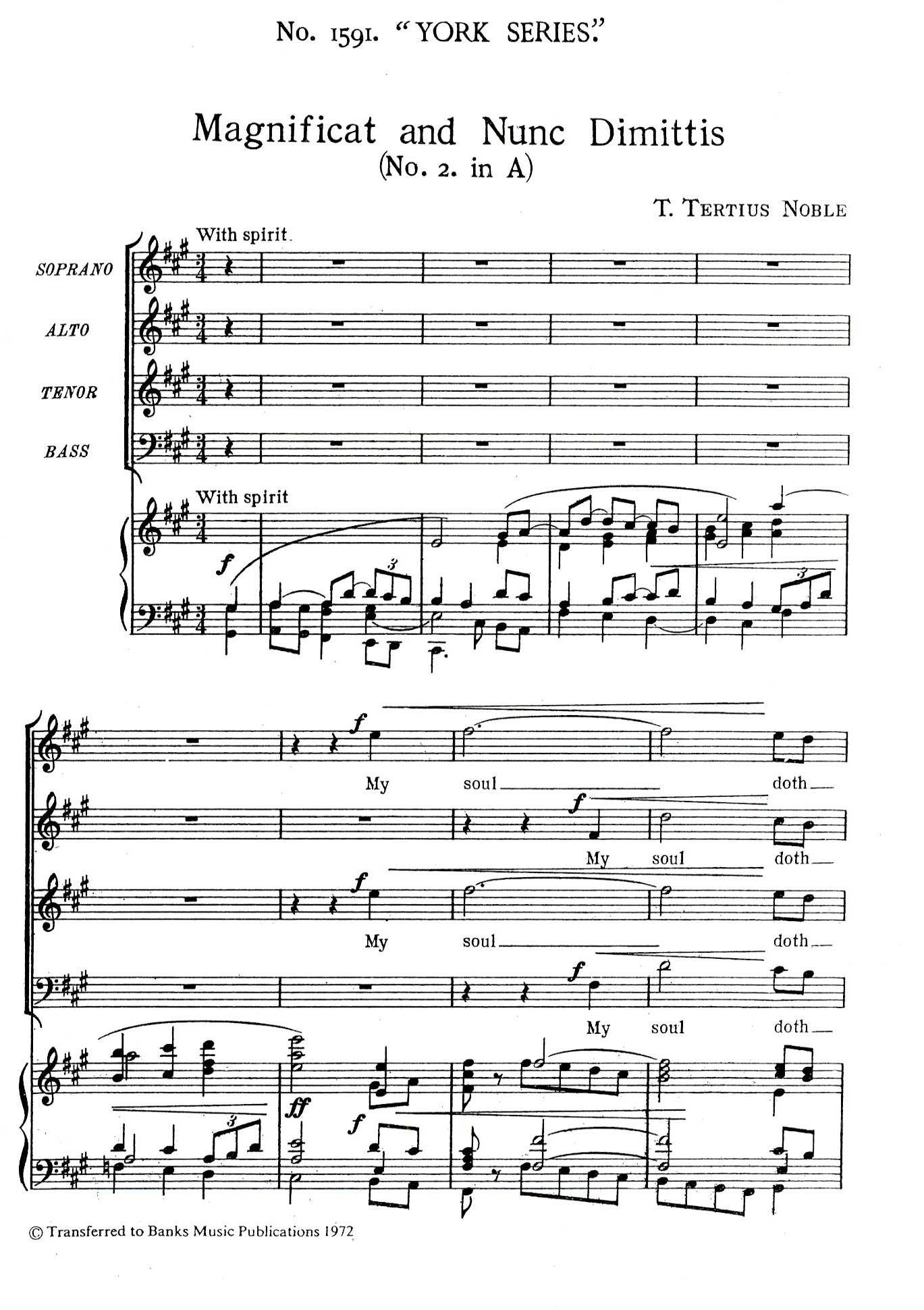 T. Tertius Noble: Magnificat & Nunc Dimittis: SATB: Vocal Score