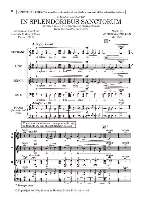James MacMillan: In Splendoribus Sanctorum: SATB: Vocal Score