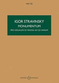 Igor Stravinsky: Monumentum: Orchestra: Study Score