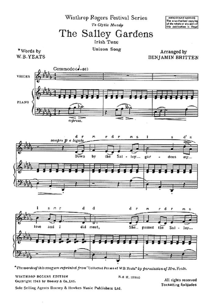 Sheet Music Benjamin Britten The
